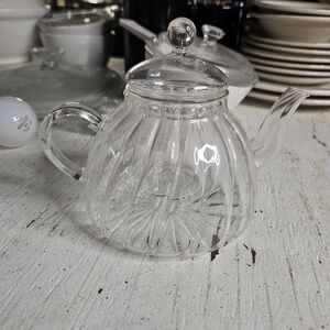 Clear Glass Teapot with Lid
